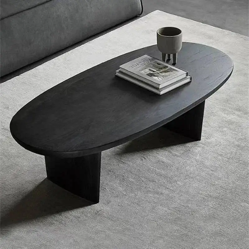 

Solid Coffee Upscale Café Room Creative Tables Nordic Oval Wood Black Minimalist Tables for Living Café Furniture Coffee Tables