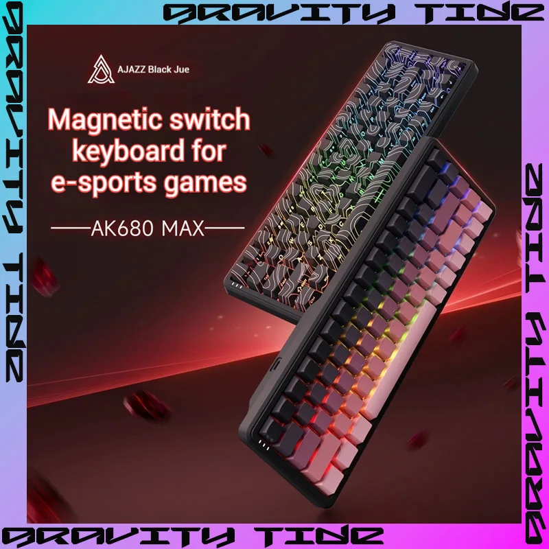 Ajazz Ak680max Magnetic Switch Keyboard Wireless Mechanical Keyboard Contour Line Side Carved Wired Game Fps Game Tri Mode Rgb