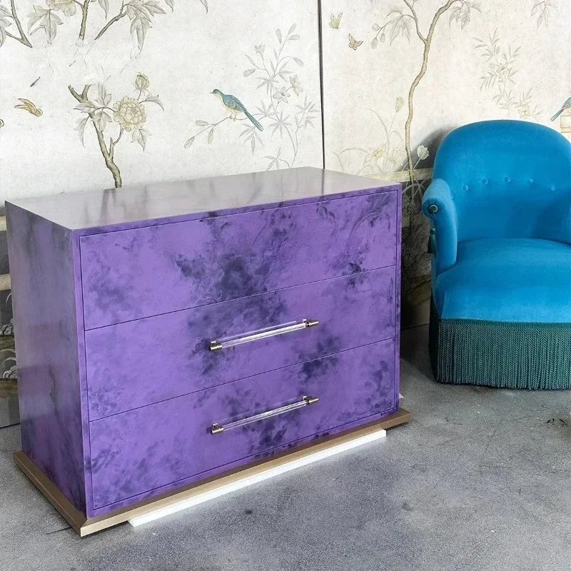 Three-bucket cabinet household living room entrance bedroom storage side cabinet national style medieval