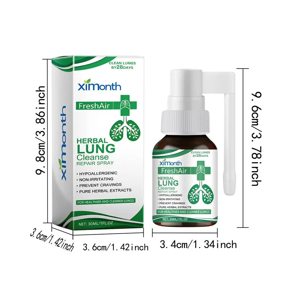 Herbal Lung Cleansing Spray Cough Relief Itchy Throat Treatment Improve Breathing Anti Inflammation Lungs Detoxification Liquid