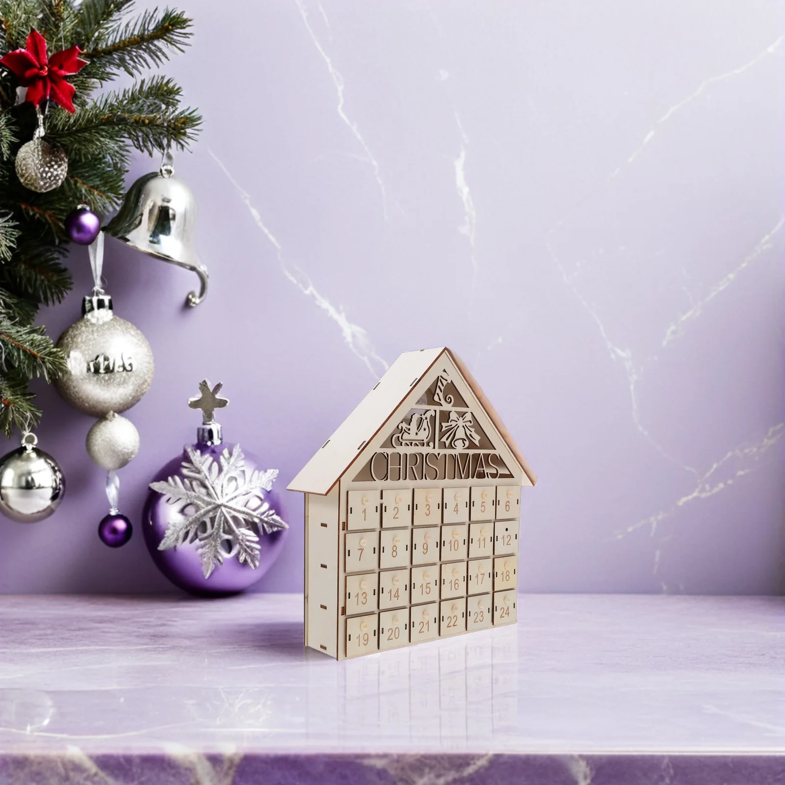 

Large Wooden Advent Calendar 24 Drawers LED Illuminated Christmas Countdown Calendar Reusable Holiday Decor Gift