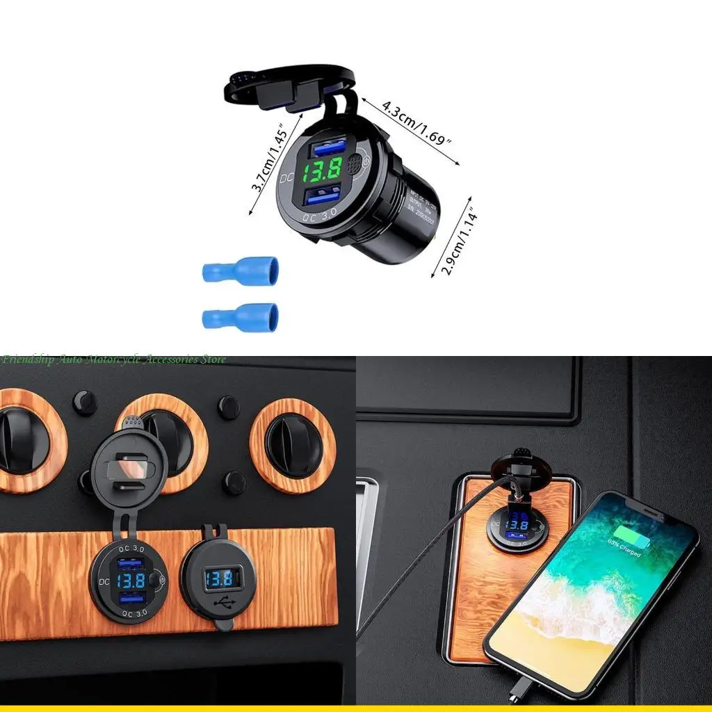 

SZCH ARTARGING GRAPER SOCKET RV BOAT 12-24V USB QC3.0 Зарядное устройство с вольтметром