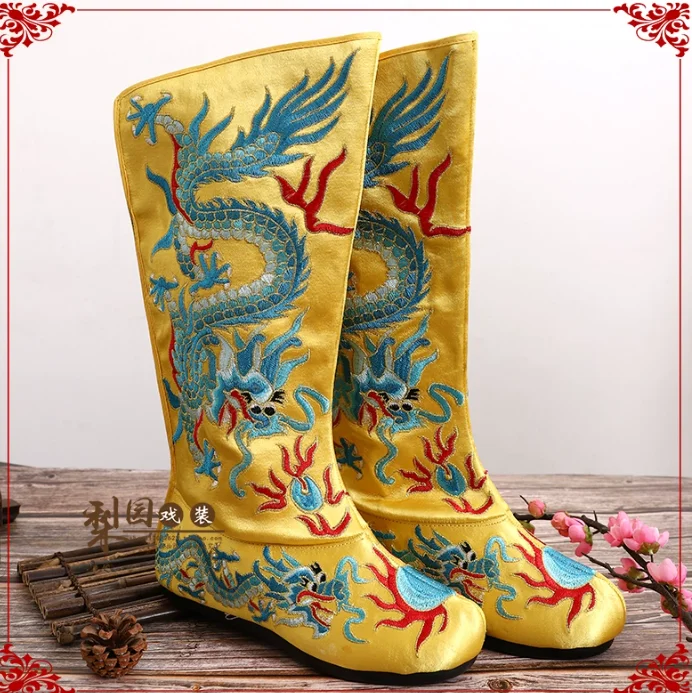 Beijing Opera Chinese Shoes Man Boot Embroidered Dragon Face Changing Perform
