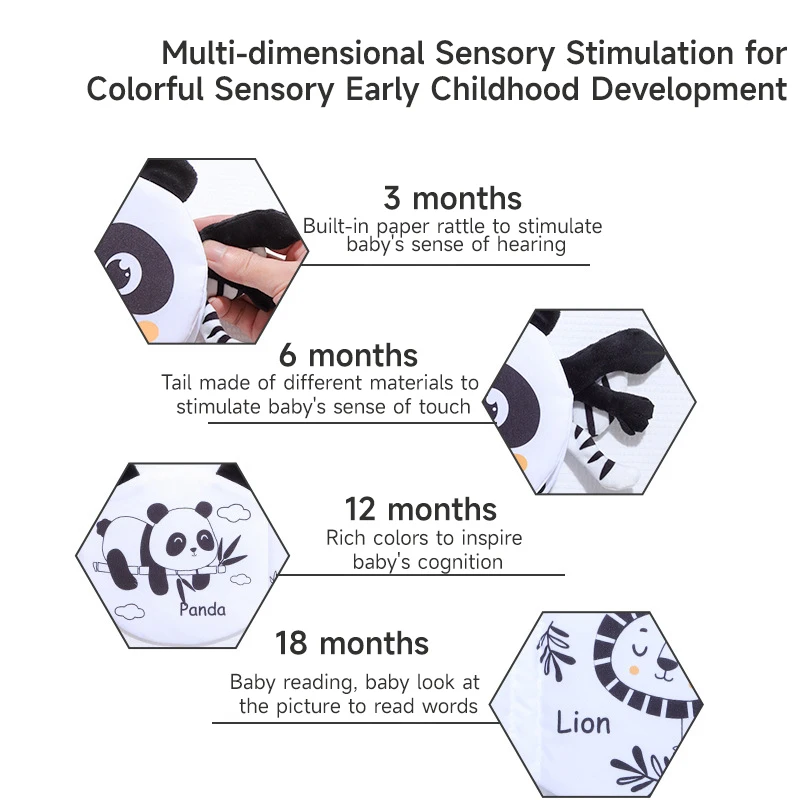 0-12 miesięcy noworodka łóżeczko zabawka Cartoon zwierząt oświecenie książeczka z tkaniny wizualna stymulacja karta kolor nauka książeczka z tkaniny zabawki prezent