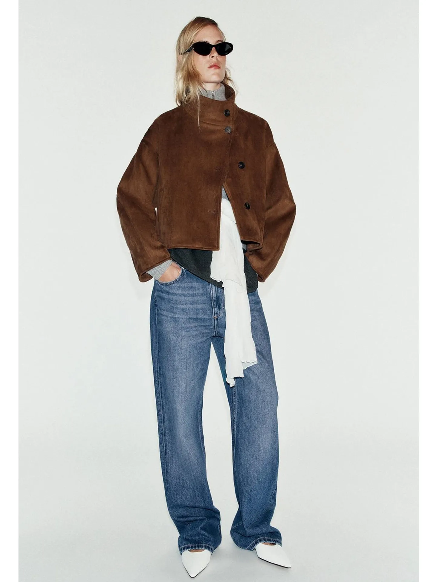 Autumn New Arrival Women's Stand Collar Long Sleeve Single Row Multi Button Pleated Hem Short Jacket Outerwear 4968224