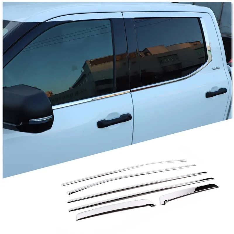 

For 2022-2023 Toyota Tundra stainless steel silver car styling window trim strip car exterior protection accessories 6-piece set