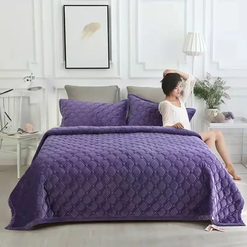 Super Soft Flannel Bedspread Geometric Quilted Bed Linens Bedspreads For Winter Warm Flat Sheet Blanket Cover Coverlet покрывало