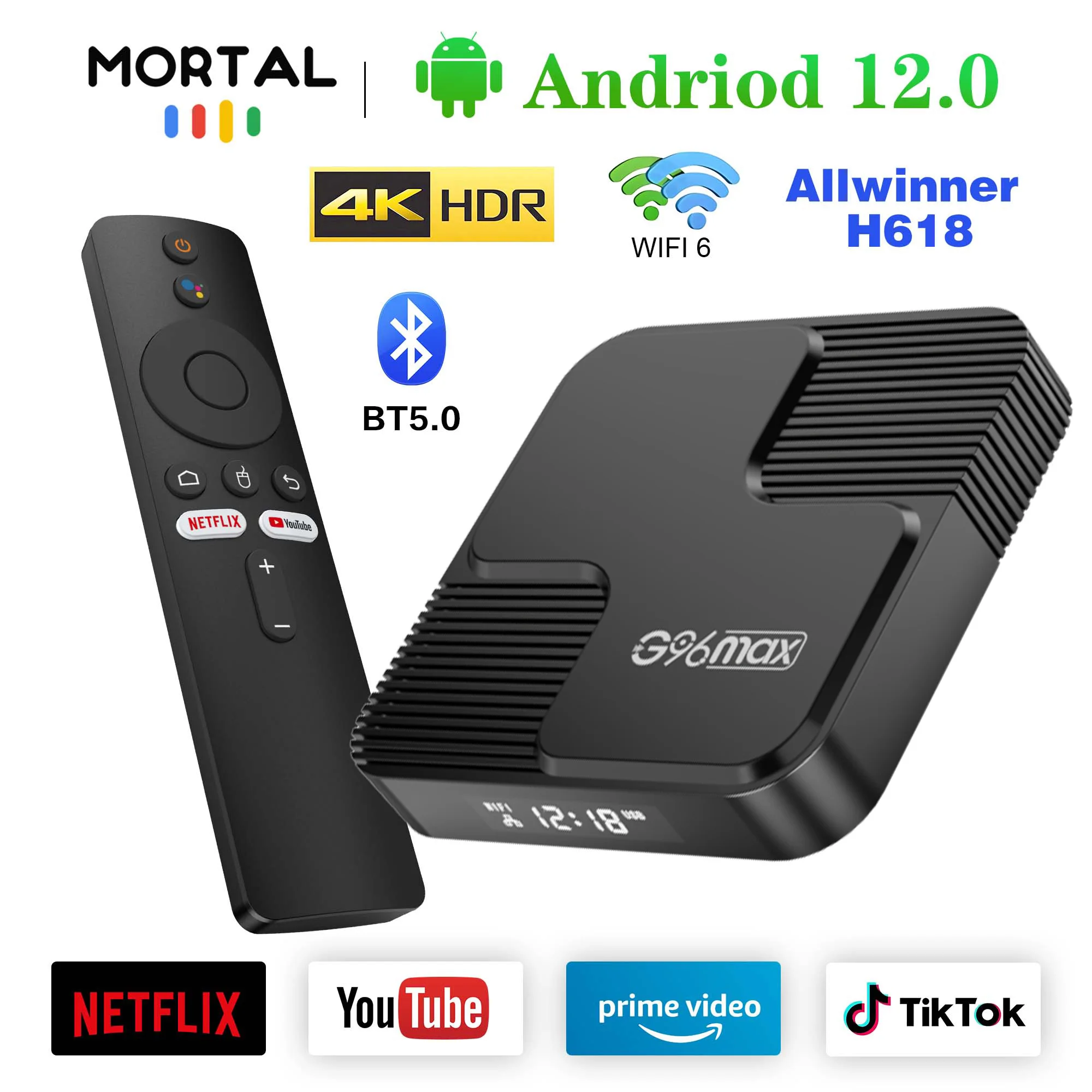 G96max H618 Android 12.0 Allwinner H618 Wifi6 LAN 100M WIFI6 Multifunktions-Smart-TV-Box BT5.0 16 GB