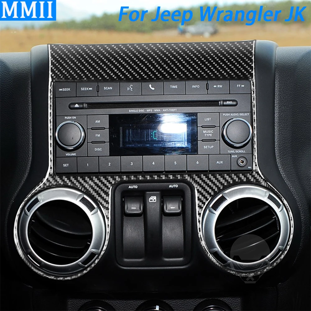 

For Jeep Wrangler JK 2011-2017 Real Carbon Fiber Central Control Air Outlet Panel Trim Cover Car Interior Accessories Sticker