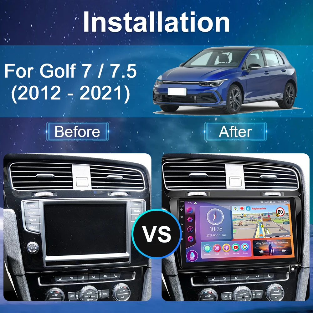 Car Multimedia Player For Volkswagen VW Golf 7 2013-2020 MK7 Car Radio Android 10 Auto Stereo GPS Carplay 4G WIFI QLED No 2din