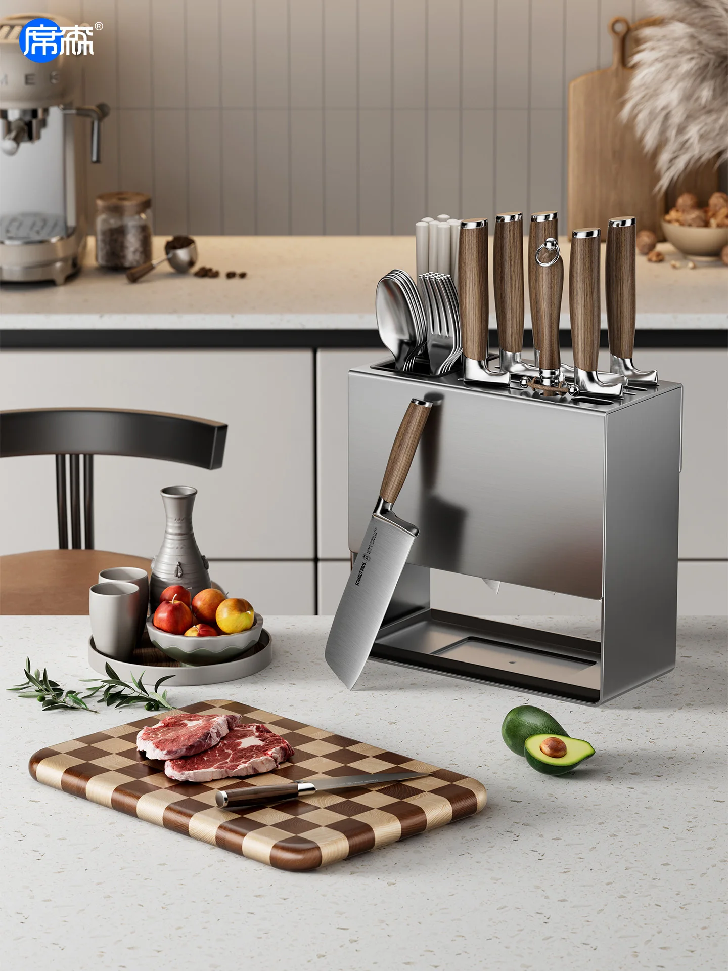 

Kitchen Multi-Function Wall-Mounted Storage Ra Knife Holder Spoon Chopstis Inteated Stainl Steel Organizer elf