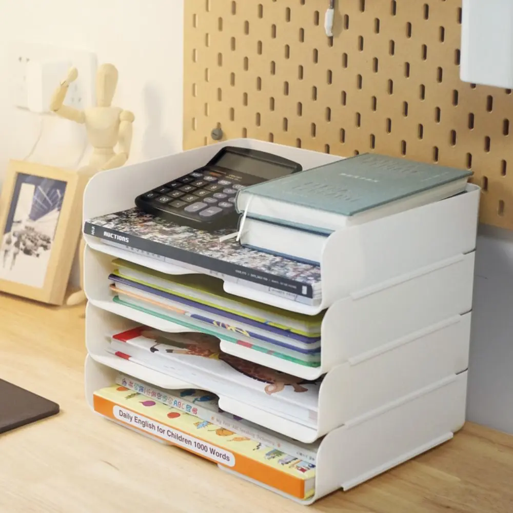 Organizador de escritorio apilable, soporte de bandeja de papel, estante de almacenamiento de cosméticos, archivo de oficina, libro de letras,