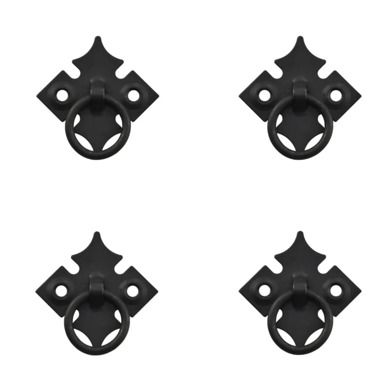 Clover Cabinet Pulls Drawer Knobs and Single Hole Hand Chinese Antique Black Hanging Ring Cabinet Door Pull Furniture Hardware