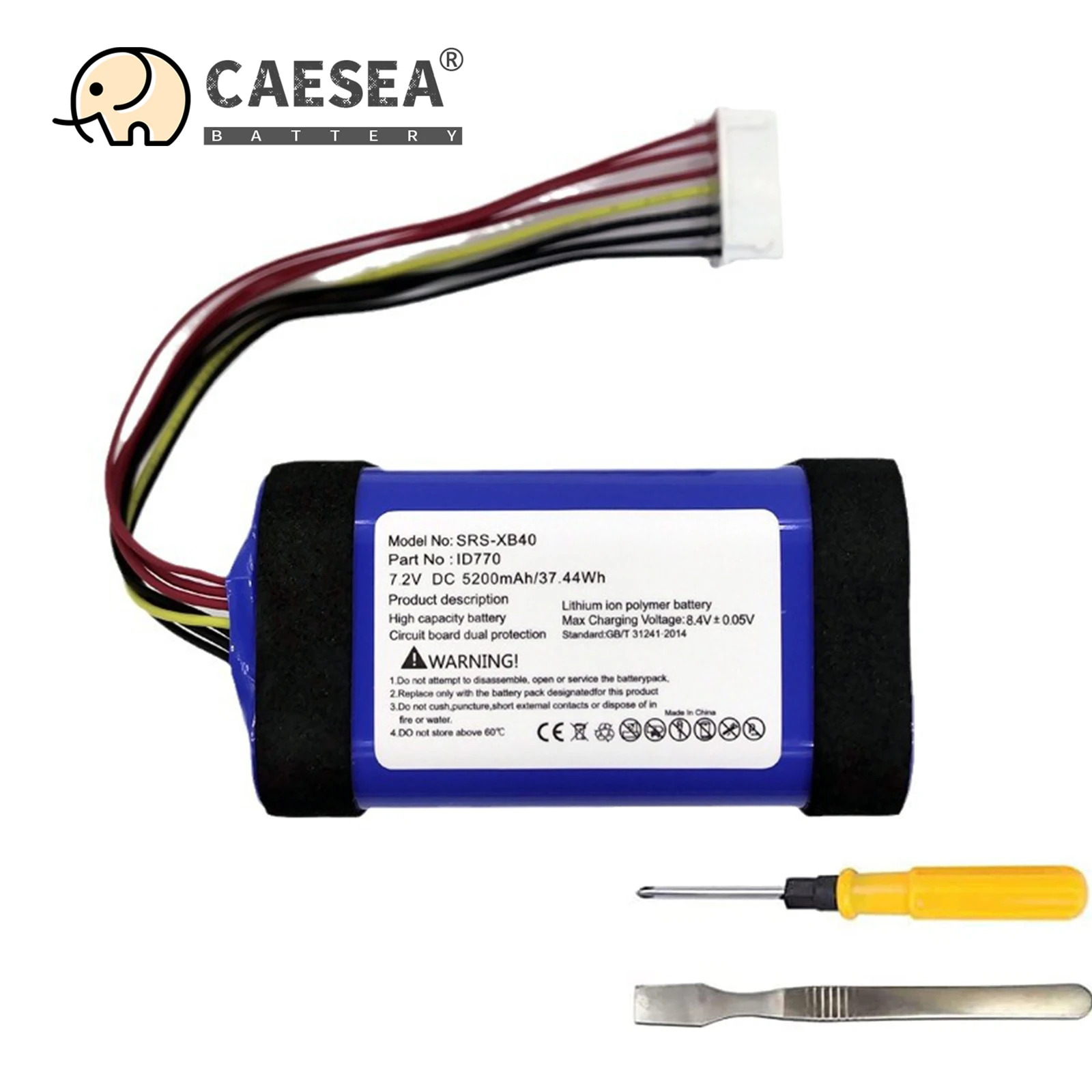 CAESEA 7.2V 5200mAh replacement battery for So-ny SRS-XB40, SRS-XB41, ID659B, ID770, JD770B Bluetooth speakers - with installati