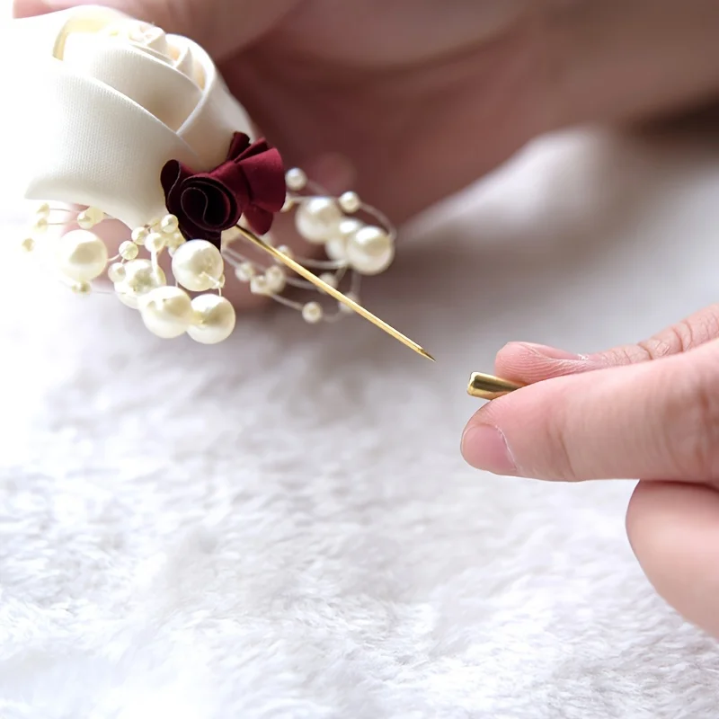 Boutonnière de mariage pour marié, demoiselle d'honneur, revers de corsage fait à la main, épingles à fleurs roses pour mariage, décor de fête de Rh