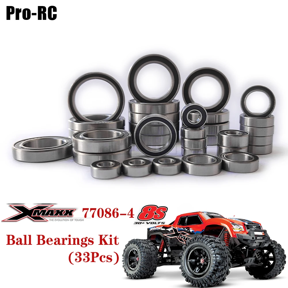 

33Pcs Chrome Steel Ball Bearing Kit 20x32x7 5196A Black Sealed Set for 1/5 Traxxas 8s X-Maxx XMAXX 77086-4 RC Car Upgrade Part