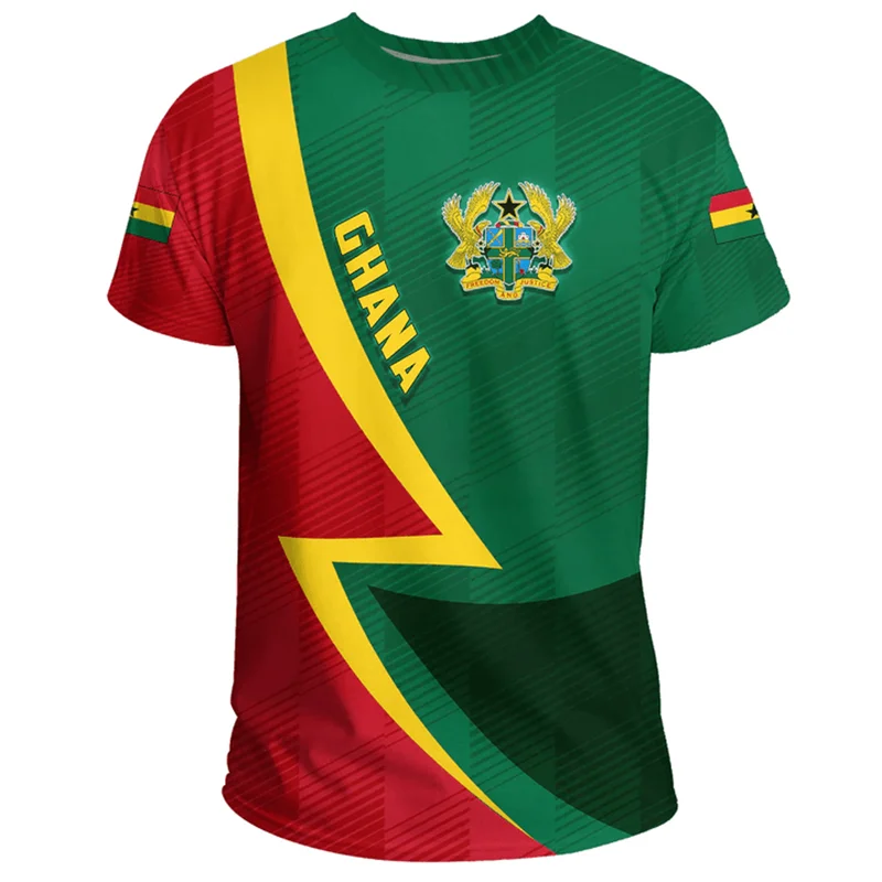 Ghana Nationa IndependenceDay 3D Print T Shirt The Republic-of Ghana Map Emblem Flag Graphic T-shirts For Men Mens Clothing Tops