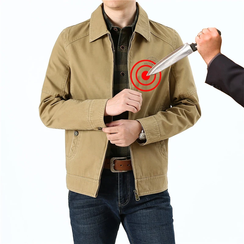 Men's Retro Anti-Cut Flexible Jacket Invisible Polymer Composite Military Tactical Security Clothing for Swat Policy Anti-Hacker