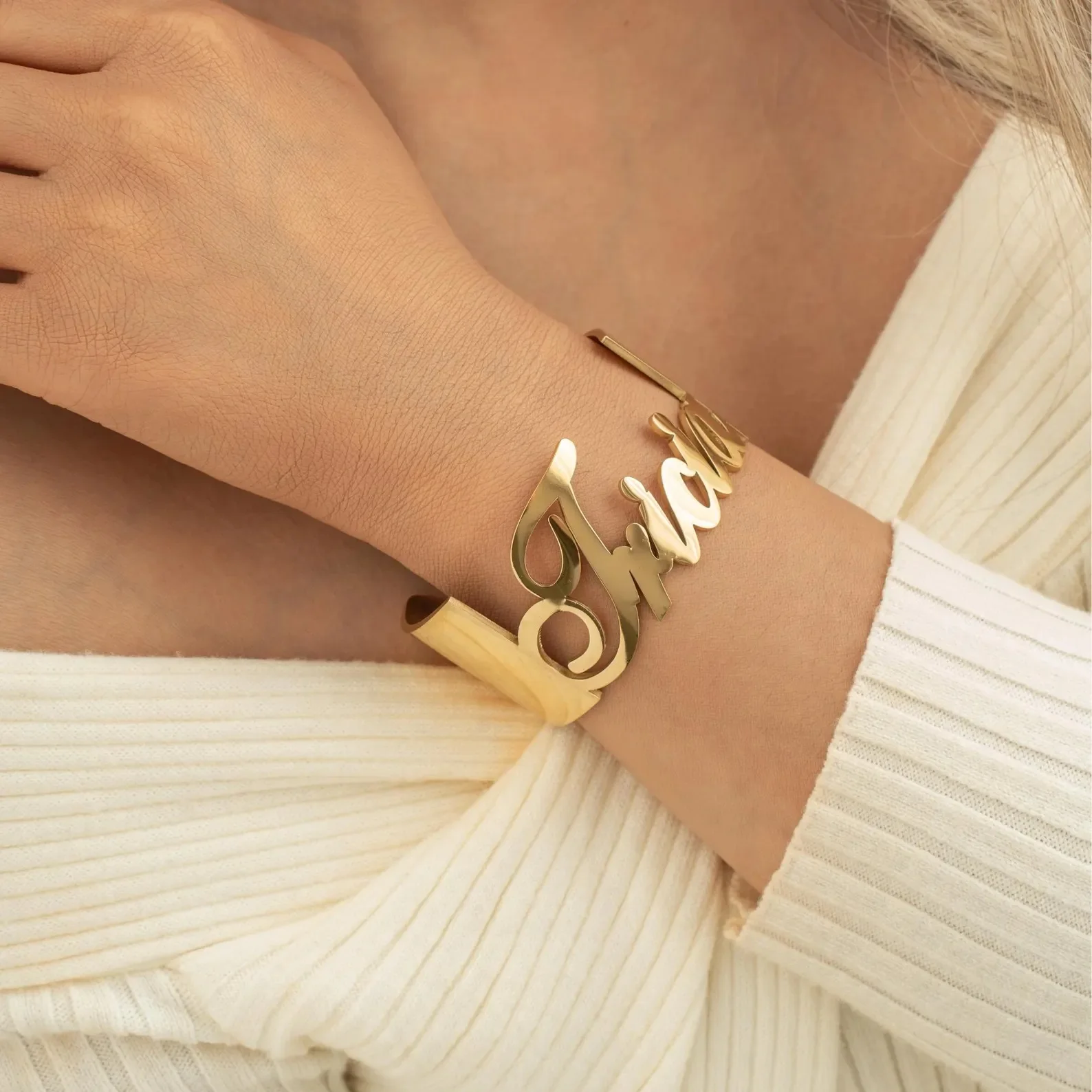 

Jeshayuan Custom Name Bangle for Women Personalized Gold Silver Bangle Custom Jewelry Gift for Her Handmade Custom Bangle