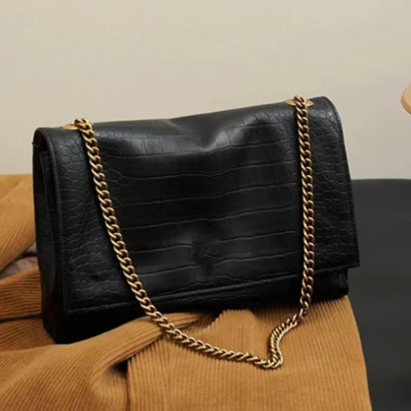 

Double-sided Women's Handbag Creative Brown Suede Crocodile Pattern Shoulder Bag Fashionable Texture Versatile Crossbody Bag