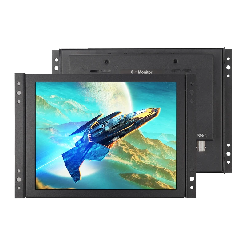 8 inch 1024*768 Non/Capacitive/Resistive Touch Screen Display Industrial Metal Case Open Frame Monitor with HDMI VGA BNC AV USB