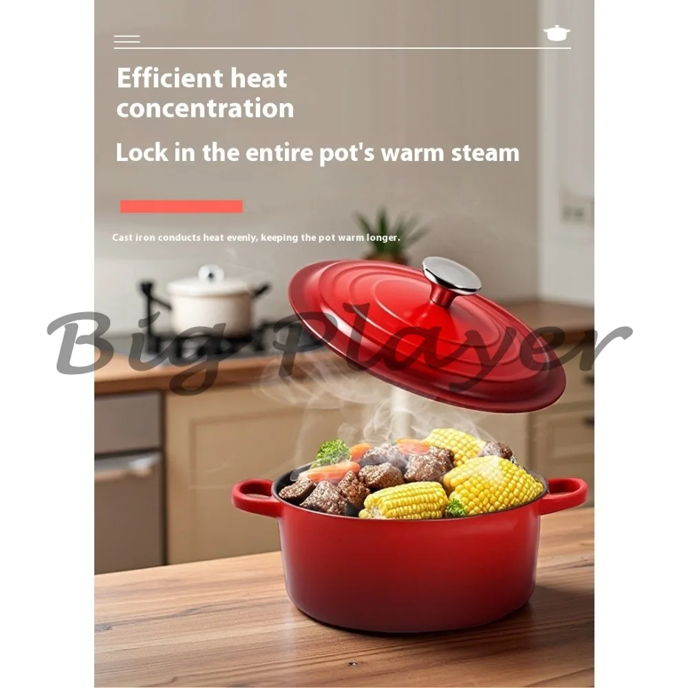 Household Cast Iron Enamel Pot Ceramic Non-Stick Pot Multifunctional Saucepan Pan