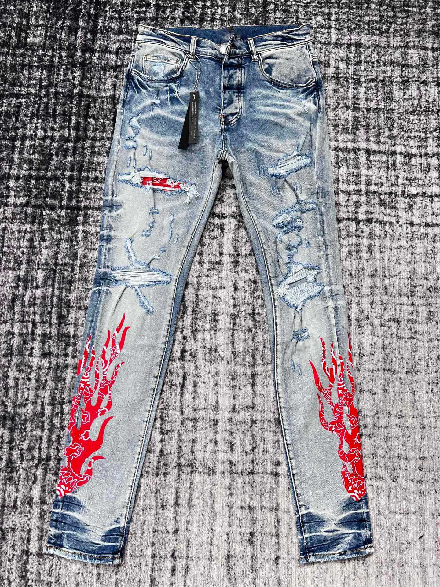 

discounted Men bandana flame distressed blue jean