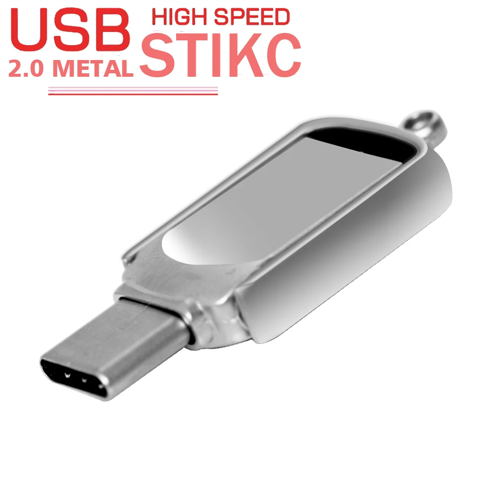 JASTER Metal Memory Stick 64GB Silver USB Flash Drive 32GB TYPE-C Pendrive 16GB Rotatable USB Stick 8GB Portable U Disk 4GB