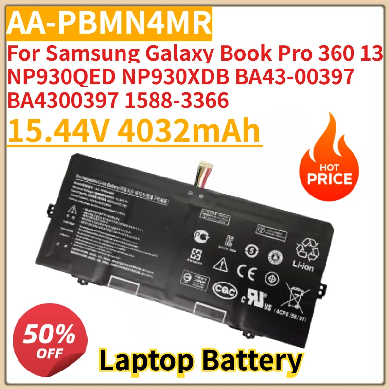 

AA-PBMN4MR 15.44V 4032mAh Laptop Battery For Samsung Galaxy Book Pro 360 13 NP930QED NP930XDB BA43-00397 BA4300397 1588-3366