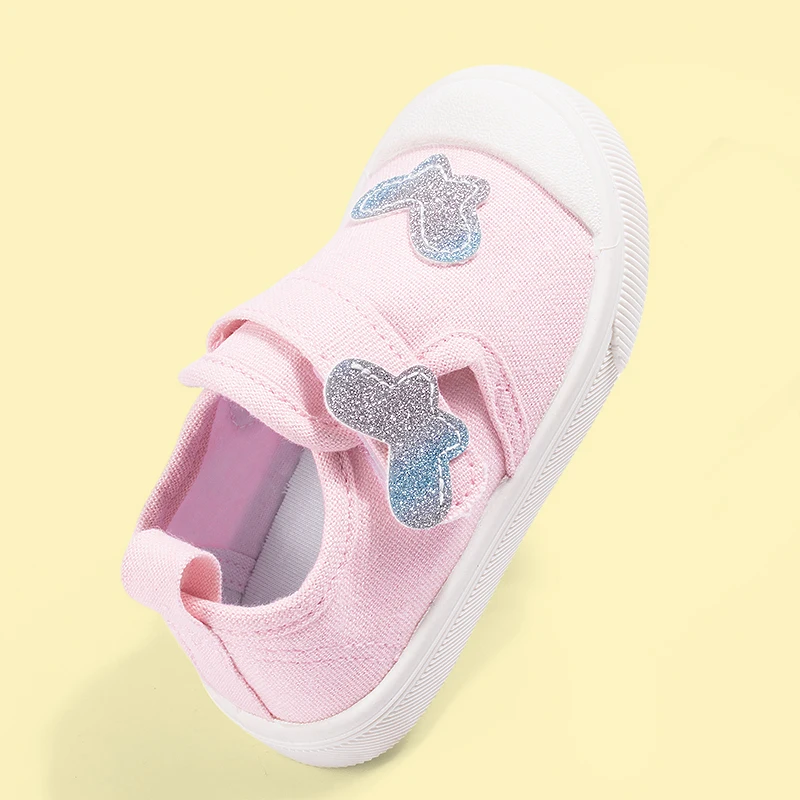 Spring Cartoon Pattern Children's Canvas Shoes with Velcro, Closed-Toe, Soft Sole, Boys and Girls Single Shoes, Cross-Border In-