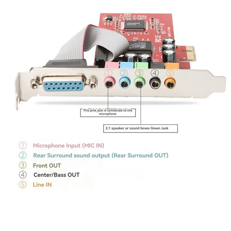 PCI-E Sound Card PCIE X1 5.1 Channel Internal Sound Card CMI8738 Chipset PCI Express Stereo Sound Card For Desktop PC