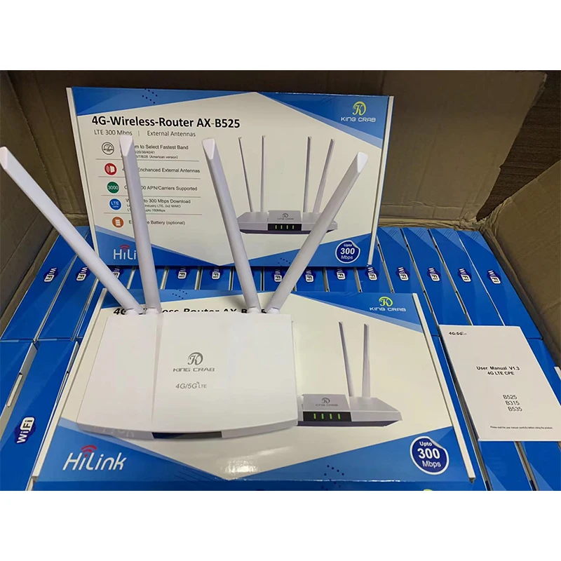 Enrutador 4G CPE de 300mbps, 4 antenas externas desbloqueadas, con tarjeta Sim, B525