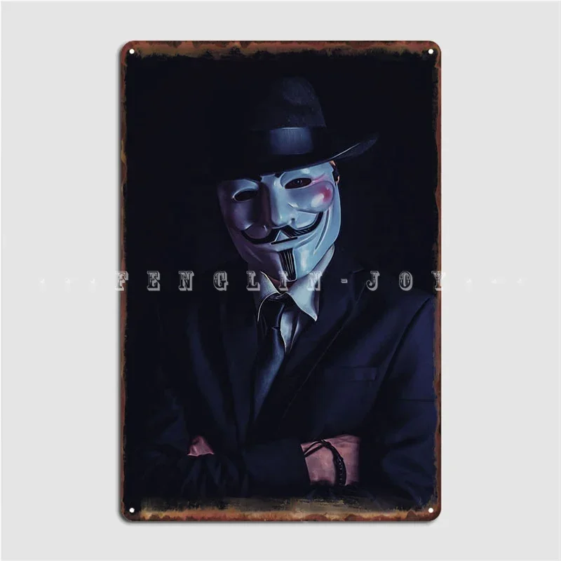 Suit And Anonymous Man Metal Sign Pub Garage Plates Cinema Garage Funny Tin Sign Poster