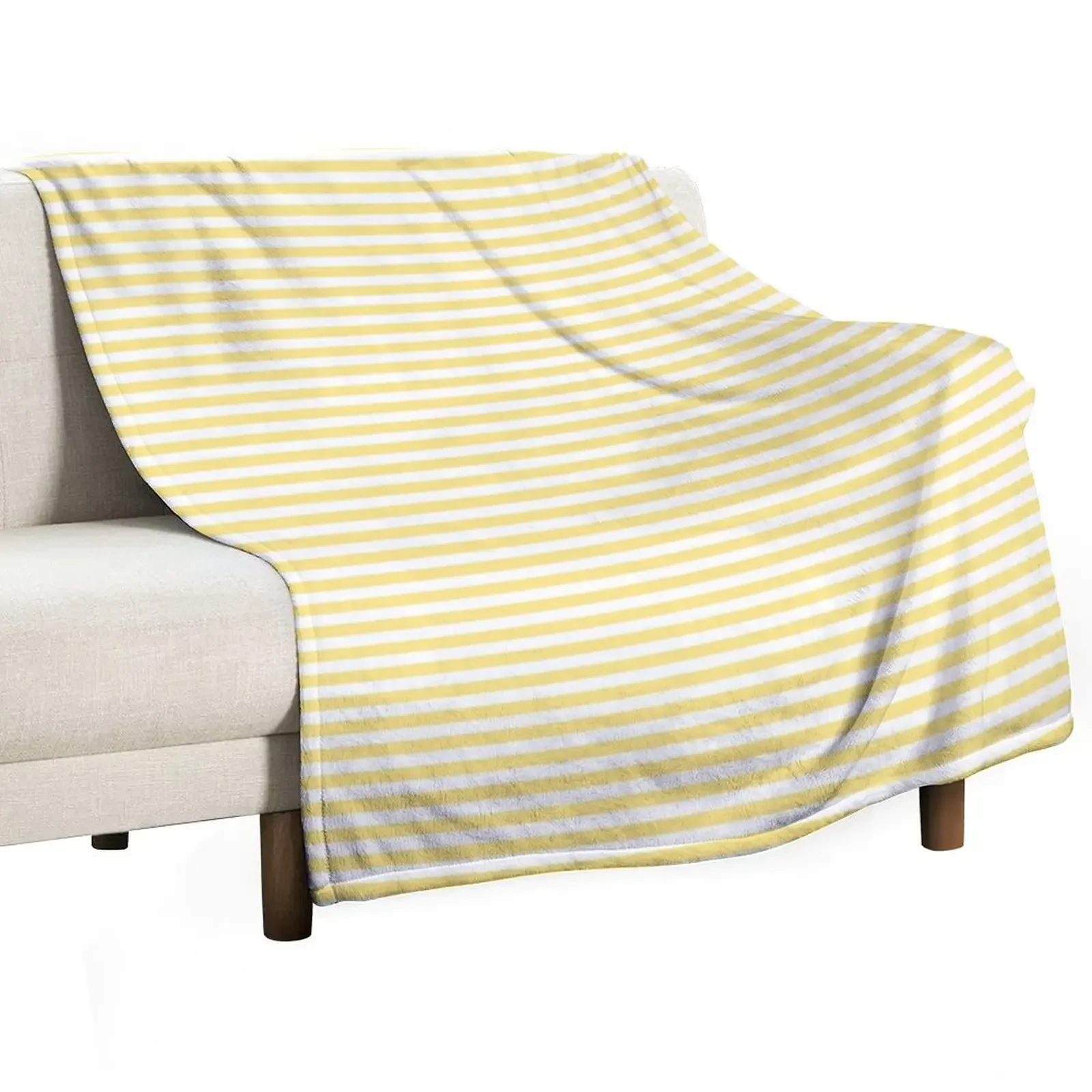 

Yellow And White Horizontal Stripes Throw Blanket Bed anime for winter Sleeping Bag Blankets