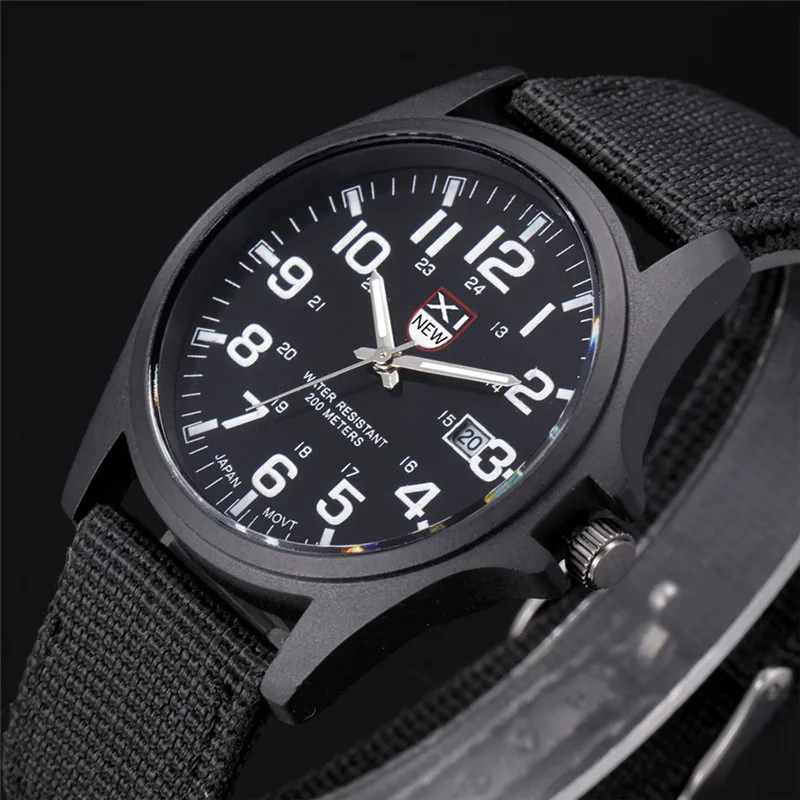 학생 XINEW 2228 브랜드 시계 Montre Homme 남성 패션 나일론 밴드 스포츠 날짜 쿼츠 시계 Erkek Barato Saat Reloj Hombre