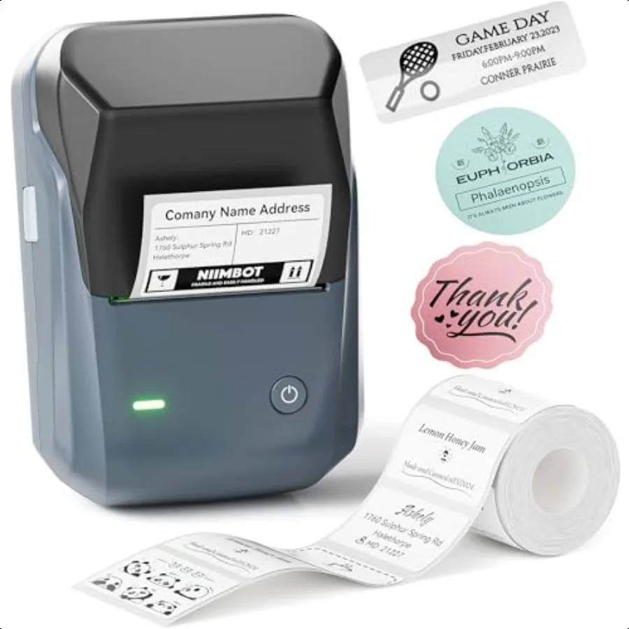 

B1 Label Maker hine with Tape Thermal Label Printer Easy to Use for Office Home Busin 2 Inch Label Maker with 2'' x1.18'' Label