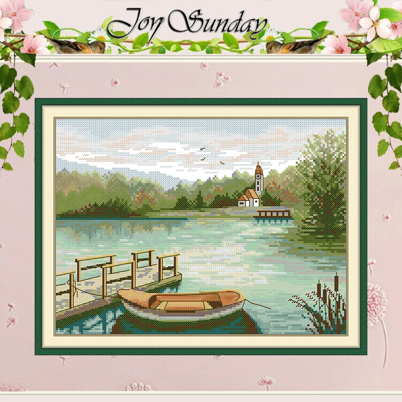

Lake Shore Patterns Counted Cross Stitch Set DIY 11CT 14CT 16CT HD Stamped DMC Cross-stitch Kit Embroidery Needlework Crafts