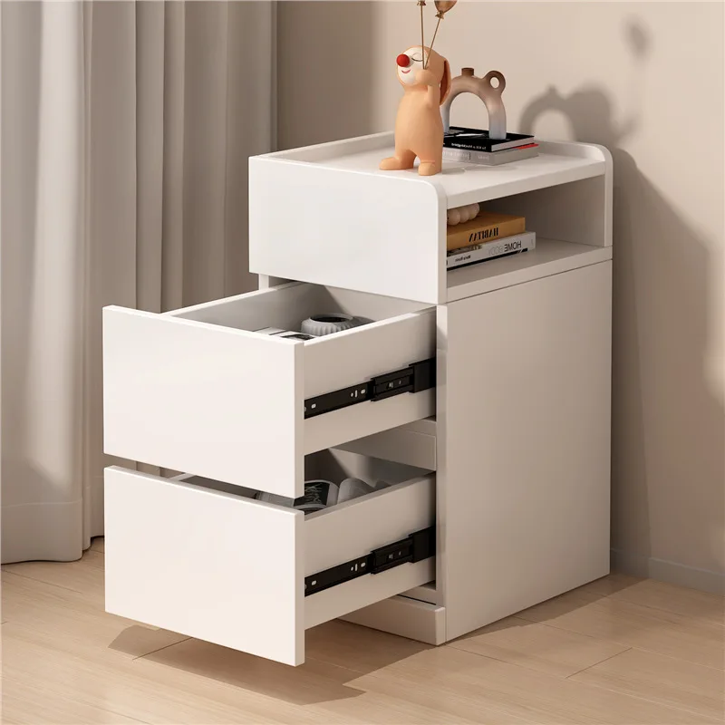 Solid wood nightstand, gap storage narrow cabinet, ultra-narrow ENF-grade bedroom bedside cabinet storage cabinet