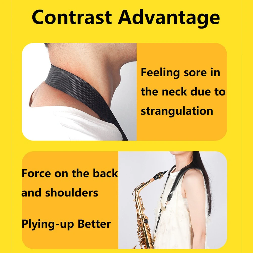 الساكسفون الرقبة حزام قابل للتعديل الجلود الساكسفون الحبل مزدوجة الكتف تسخير حزام الملحقات الموسيقية #3