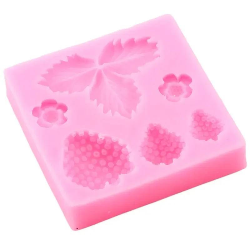 Strawberry Silicone Mold Flower Leaves Cupcake Topper Fondant Cake Decorating Tools Candy Clay Molds Chocolate Gumpaste Mould