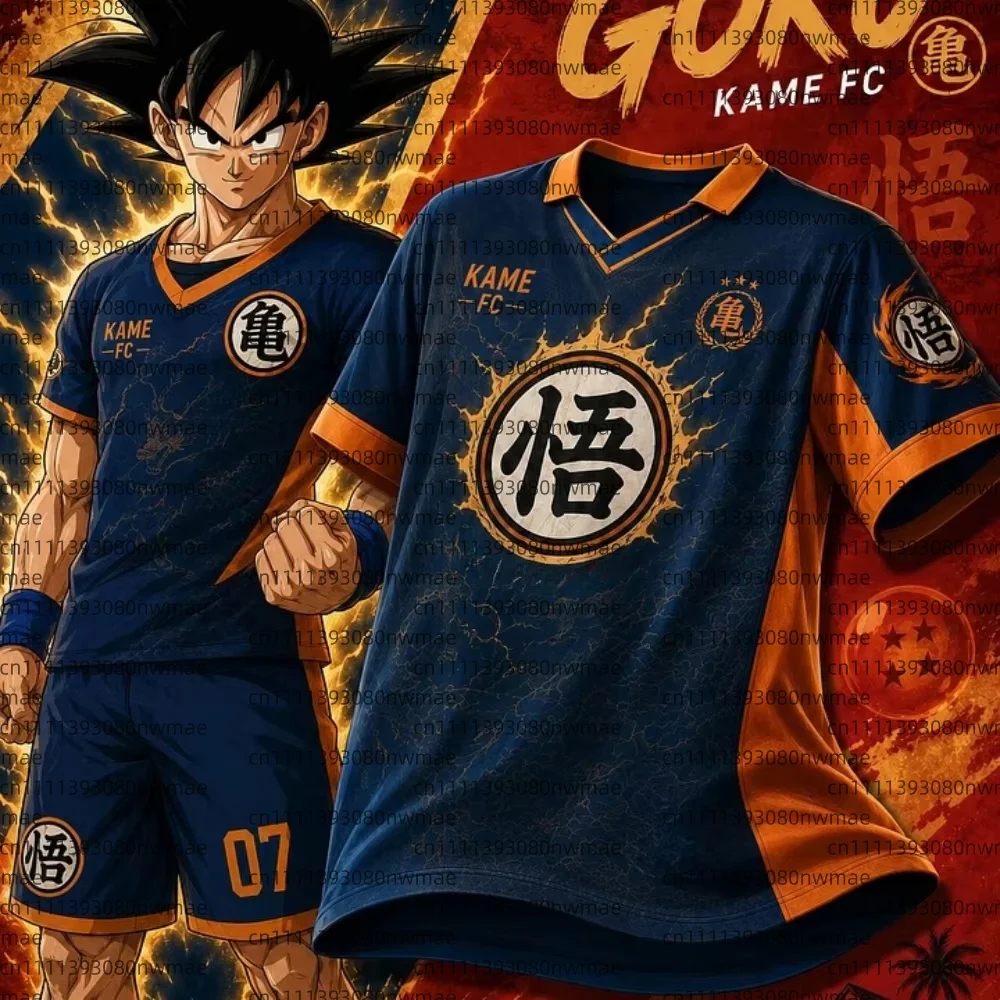 New Anime Special Dragon Ball Goku FC Lapel Polo Shirt Men's Business Short Sleeved Tee Oversized Breathable Quick Drying Jersey