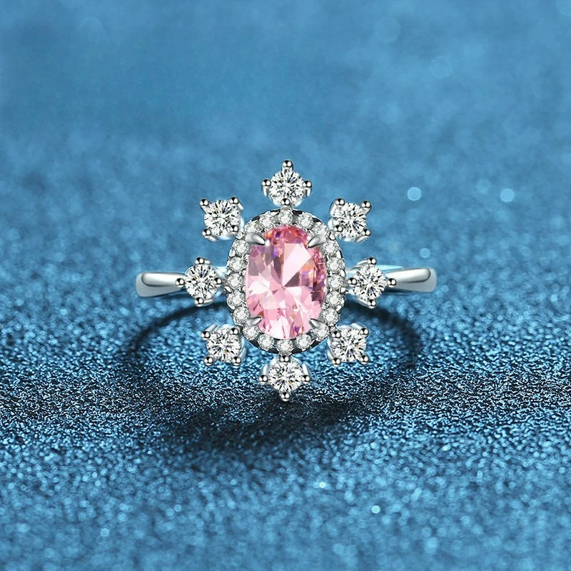 

Exquisite and Compact PT950 Platinum Artificially Cultivated Gemstone Sea Blue Yellow Blue Pink Women's Ring KoreanStyle Jewelry