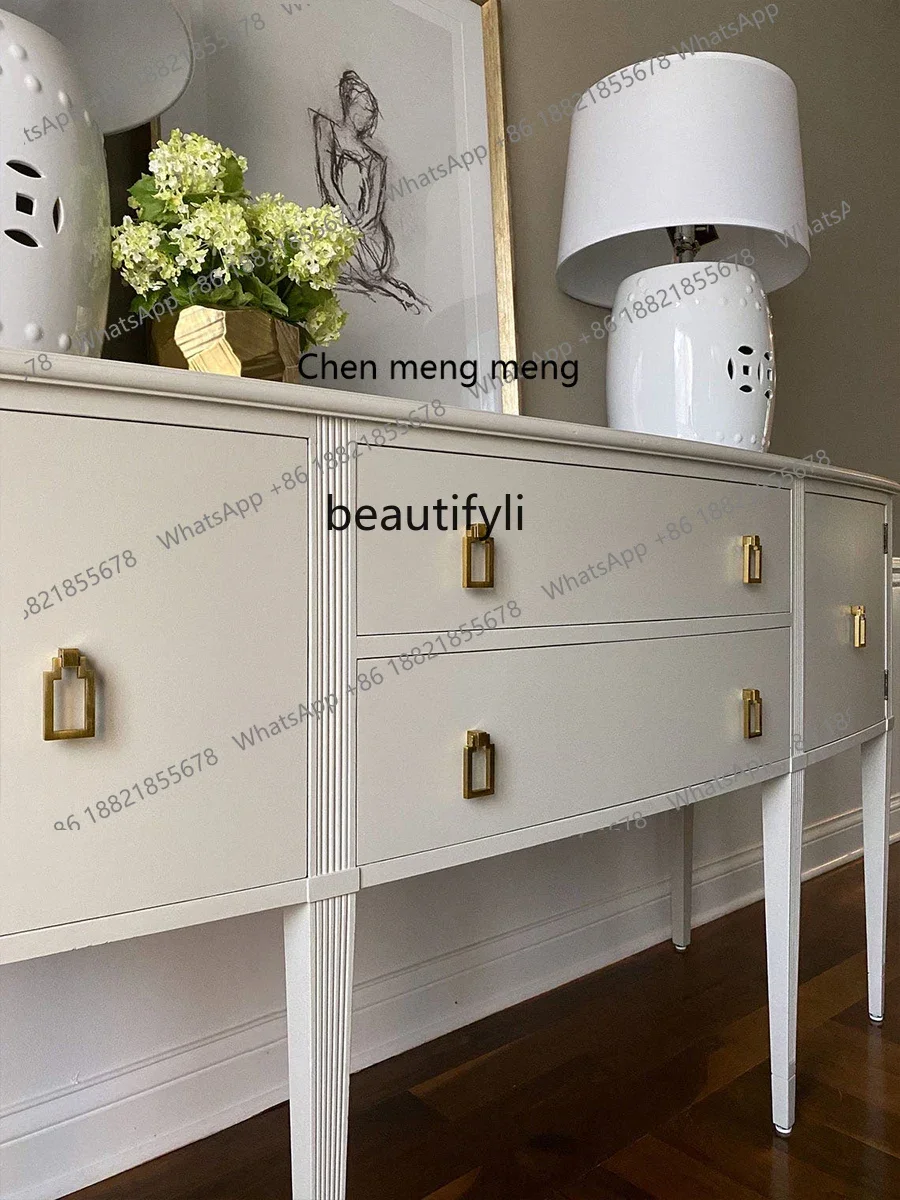 zxAmerican-Style Solid Wood Entrance Cabinet Ash Wood Wall Curio Cabinet Living Room Locker Home Storage Rack