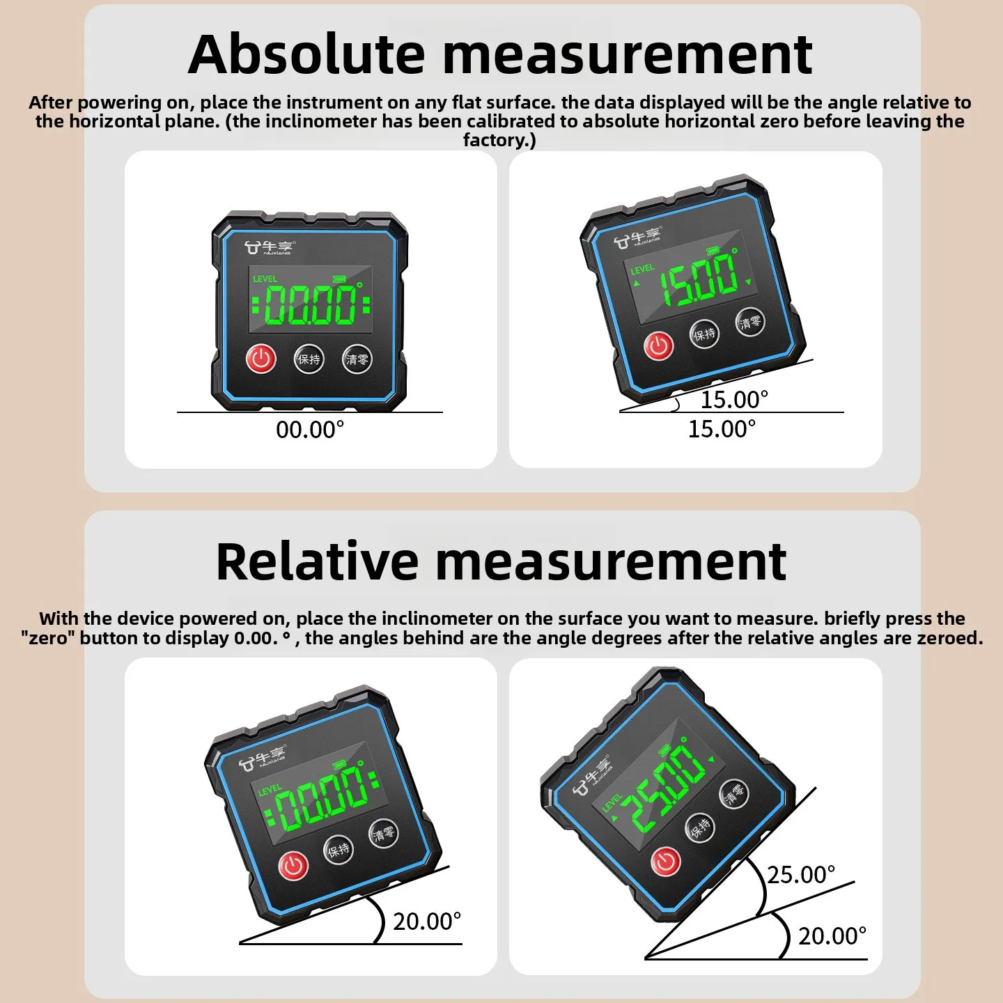 5-Sided Strong Magnetic Mini Inclinometer - Dual-Side Laser Digital Horizontal Angle Ruler Cross-border Measuring Tool