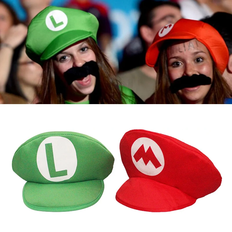Super Game Brothers Cosplay Hüte Mädchen Jungen Anime Lustige Rot Grün Caps Halloween Party Kostüme Zubehör Für Erwachsene
