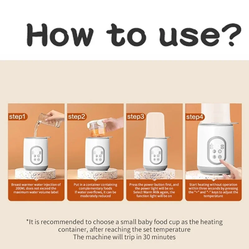 Chauffe-lait pour bébé facile à utiliser Chauffe-aliments pour bébé sûr efficace avec des fonctionnalités chauffage