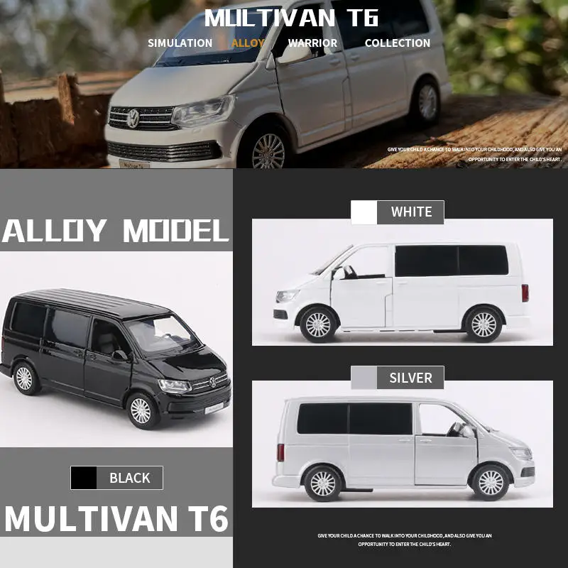 1/36 VW Multivan T6 MPV Alloy Car Model Diecast Metal Toy Vehicles Car Model Simulation Miniature Scale Collection Children Gift