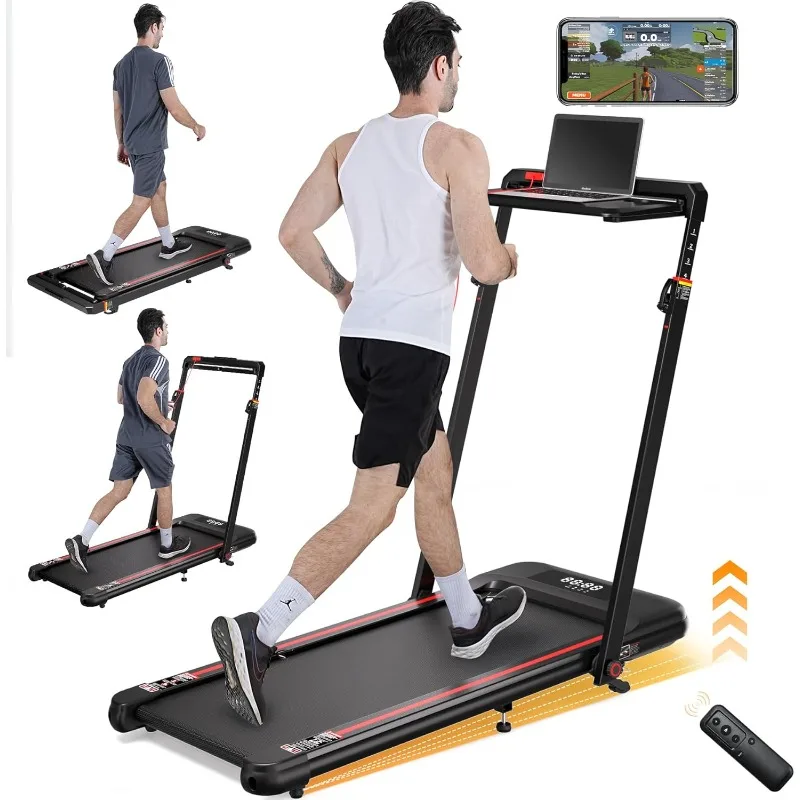 

Walking Pad Treadmill with Desk Workstation, 3.0HP Under Desk Treadmills with 8% Incline Handle Bar, Foldable Portable Treadmill