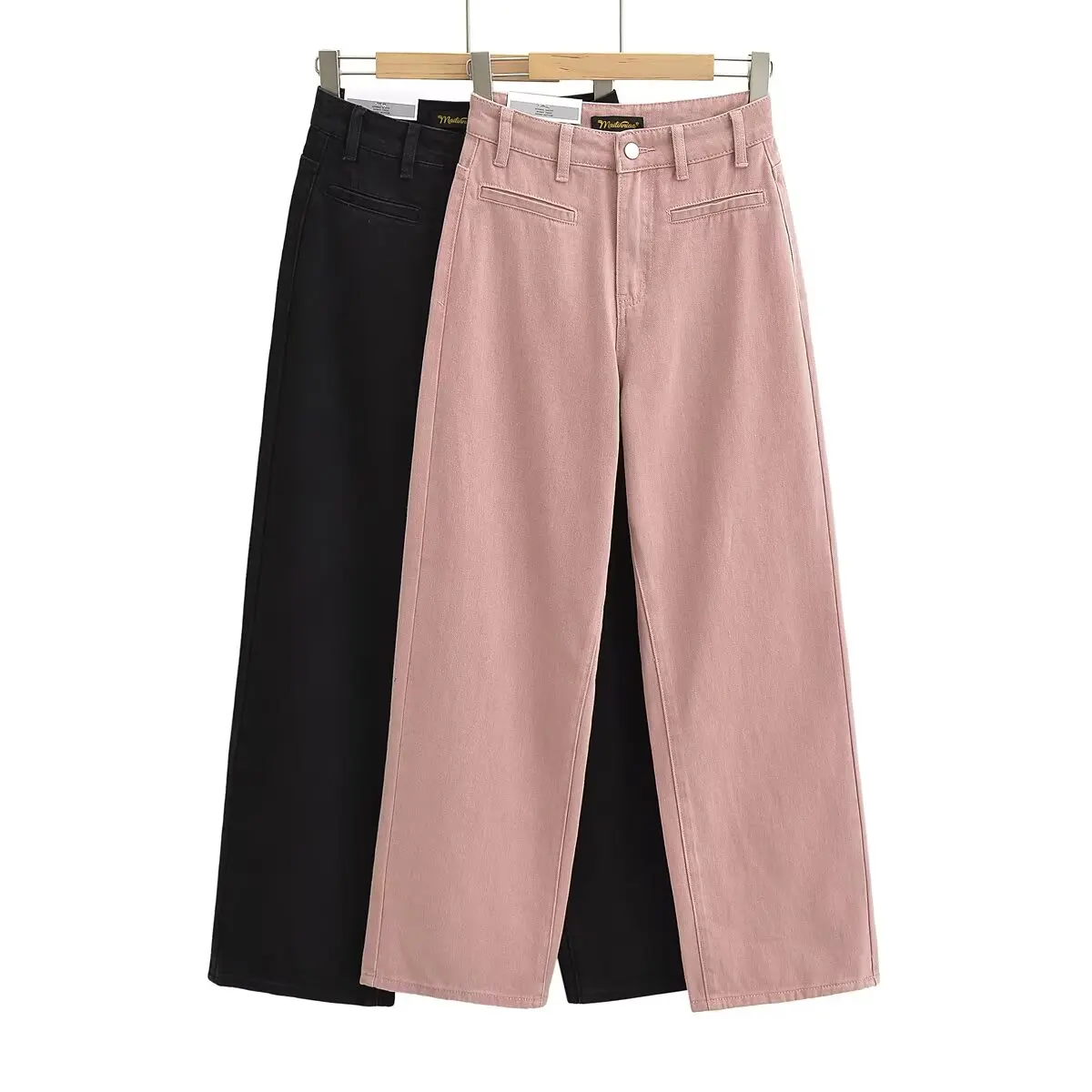 Sweet Style High Waist Wide Leg Jeans Women's Hong Kong Style Spring Popular Straight Tube Long Pants Casual Loose Fit Jeans