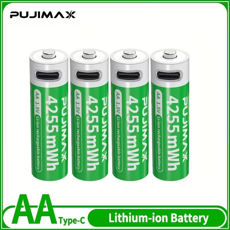 PUJIMAX 6/4pcs AA4255mWh Rechargeable Lithium Battery. 1.5V Stable Voltage. Suitable for Alarm Clocks, Remote Controls, Doorbells, Came